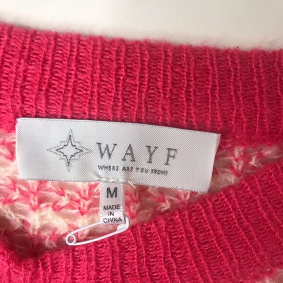 Wayf Striped Sweater Pink White Size Medium - Picture 6 of 10